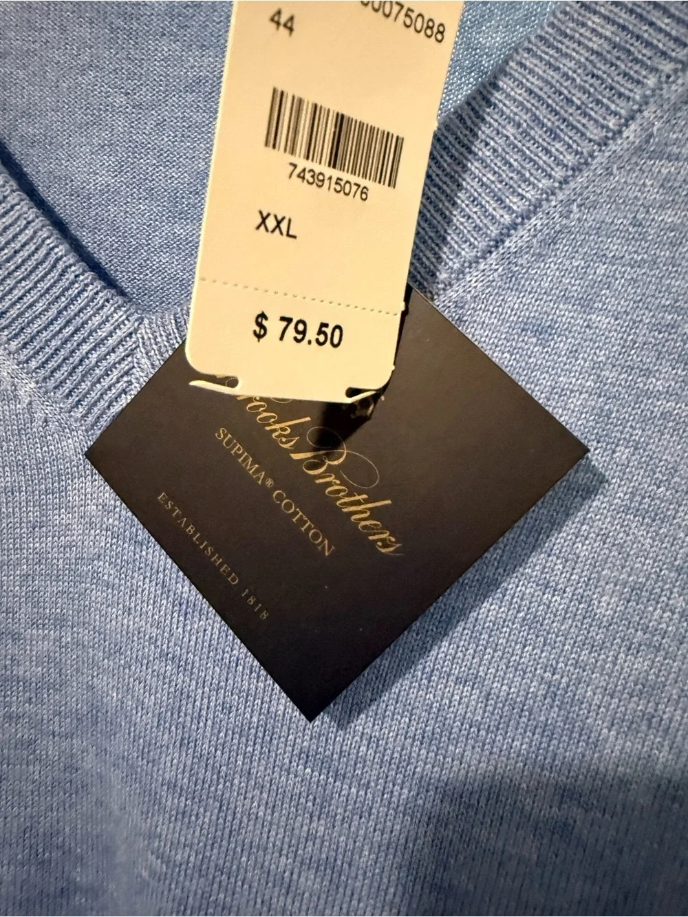 NWT Brooks Brothers Men's V-Neck Sweater in Light Blue